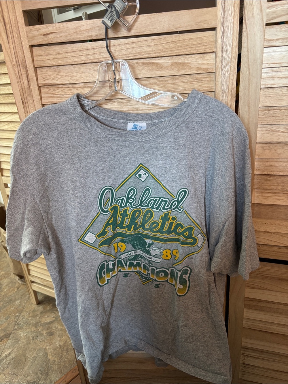 STARTER Vintage Gray Crewneck Oakland Athletics T-Shirt XL